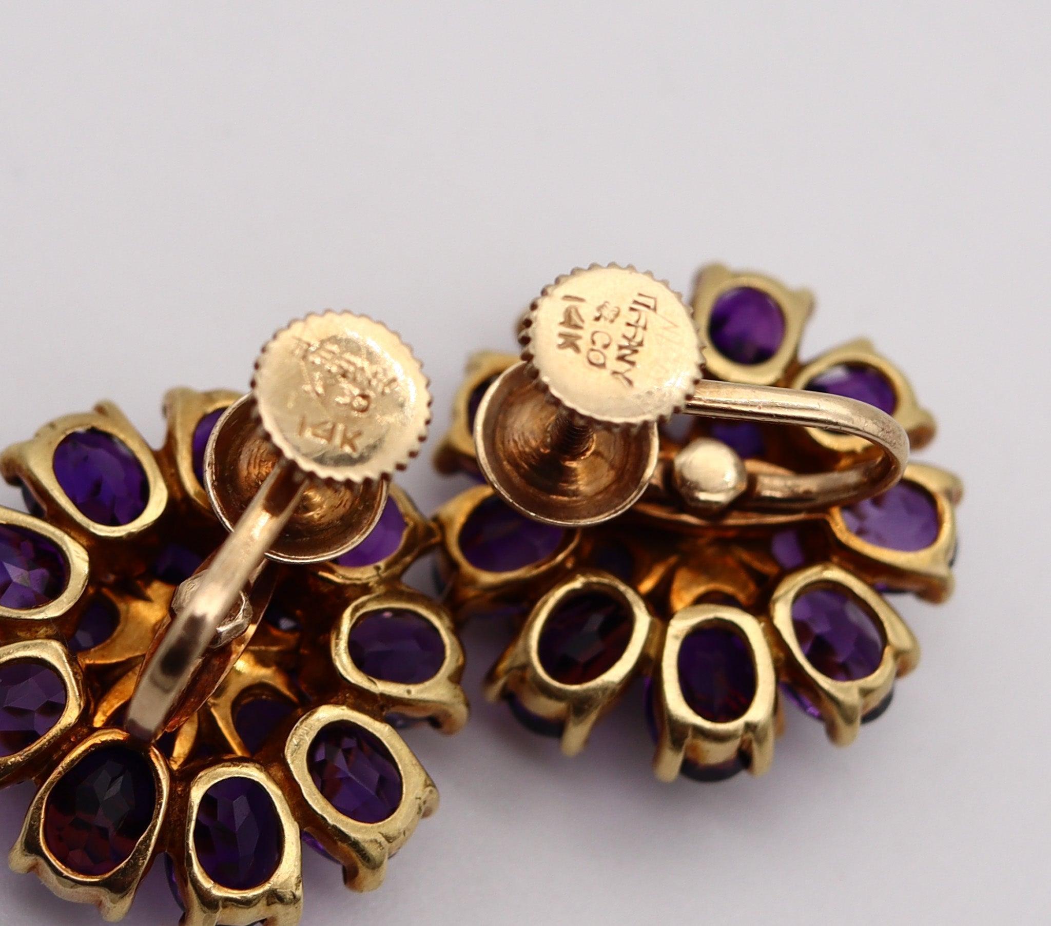 TIFFANY & CO. 1940 Clips Earrings In 14Kt Yellow Gold With Russian Amethysts For Sale 1