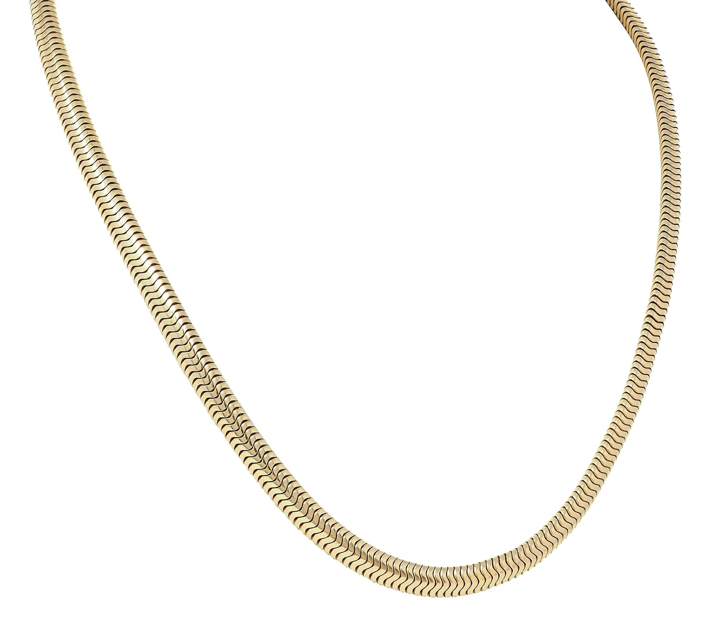 Women's or Men's Tiffany & Co. 1940's Retro 14 Karat Yellow Gold Vintage Snake Chain Necklace