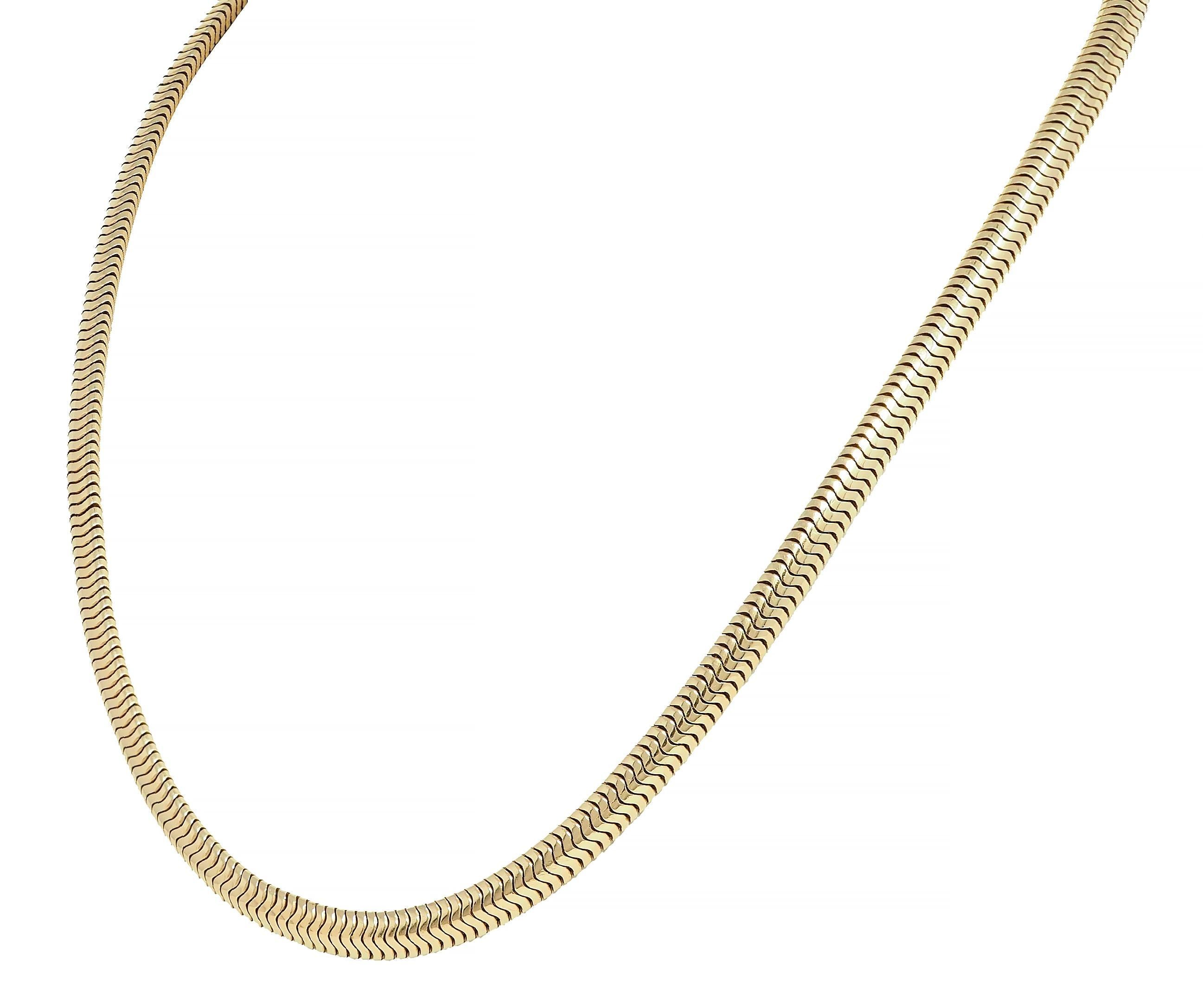 Tiffany & Co. 1940's Retro 14 Karat Yellow Gold Vintage Snake Chain Necklace 2