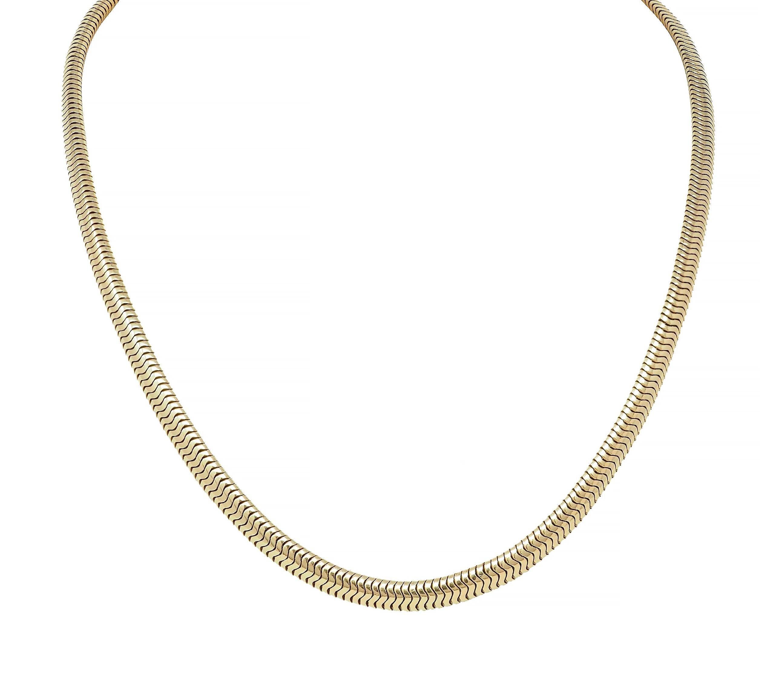 Tiffany & Co. 1940's Retro 14 Karat Yellow Gold Vintage Snake Chain Necklace 4