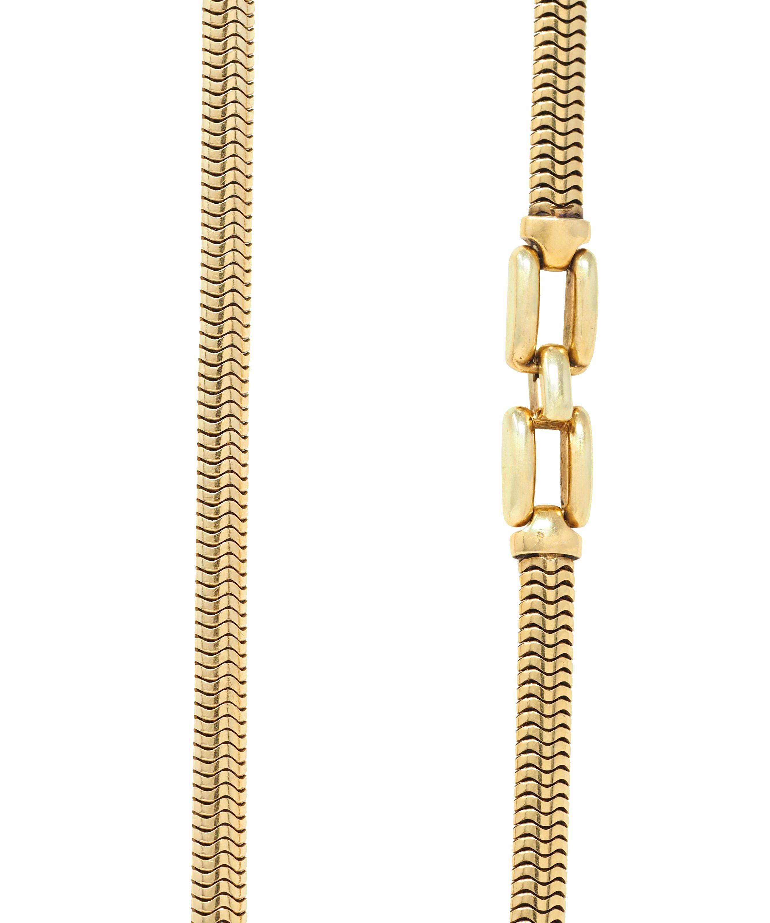 Tiffany & Co. 1940's Retro 14 Karat Yellow Gold Vintage Snake Chain Necklace 5