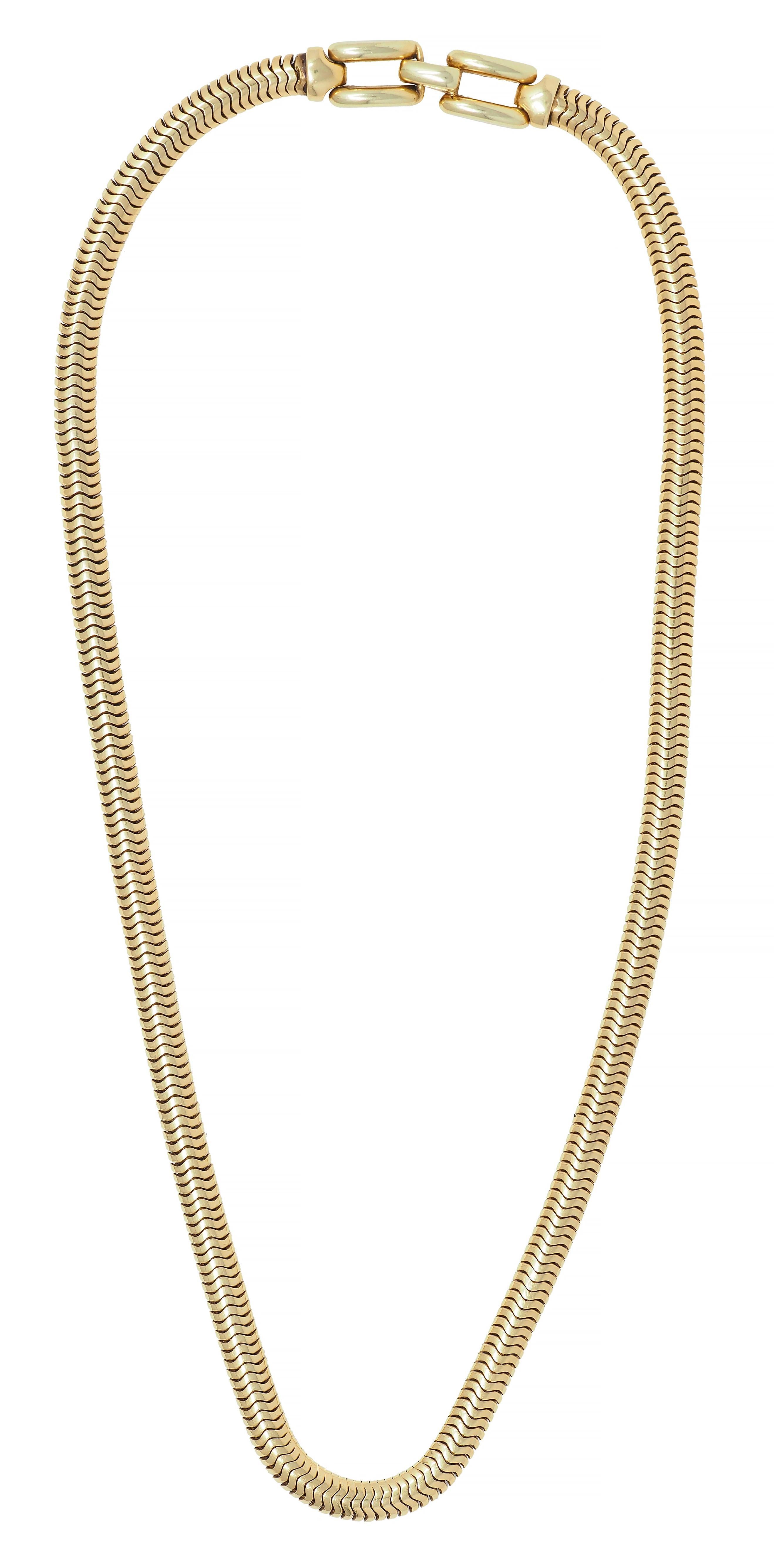Tiffany & Co. 1940's Retro 14 Karat Yellow Gold Vintage Snake Chain Necklace 6