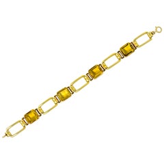 Tiffany & Co. 1940s Retro 32.00 Carat Citrine 14 Karat Gold Link Bracelet