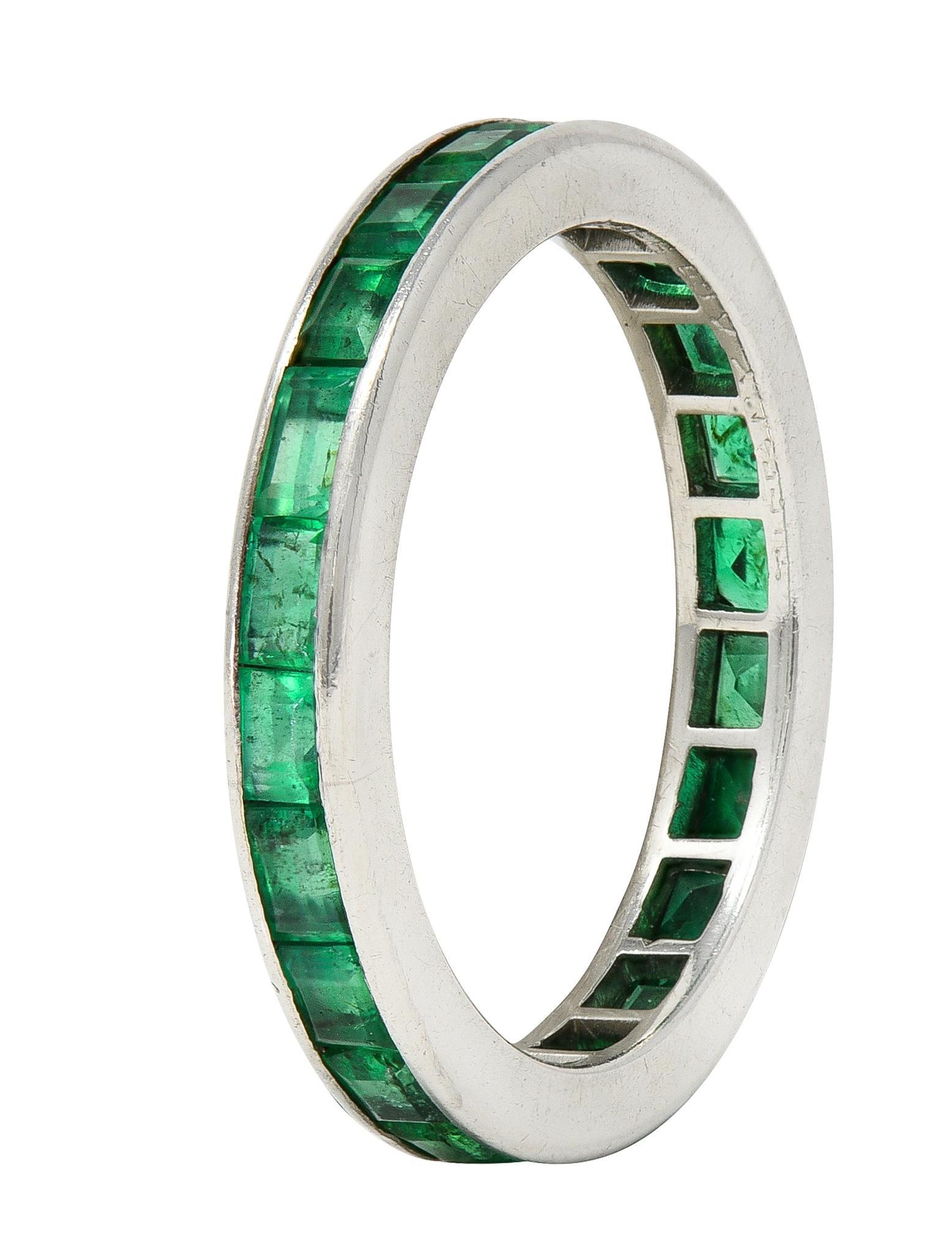 Modern Tiffany & Co. 1950 1.89 CTW Emerald Platinum Vintage Channel Eternity Band Ring For Sale