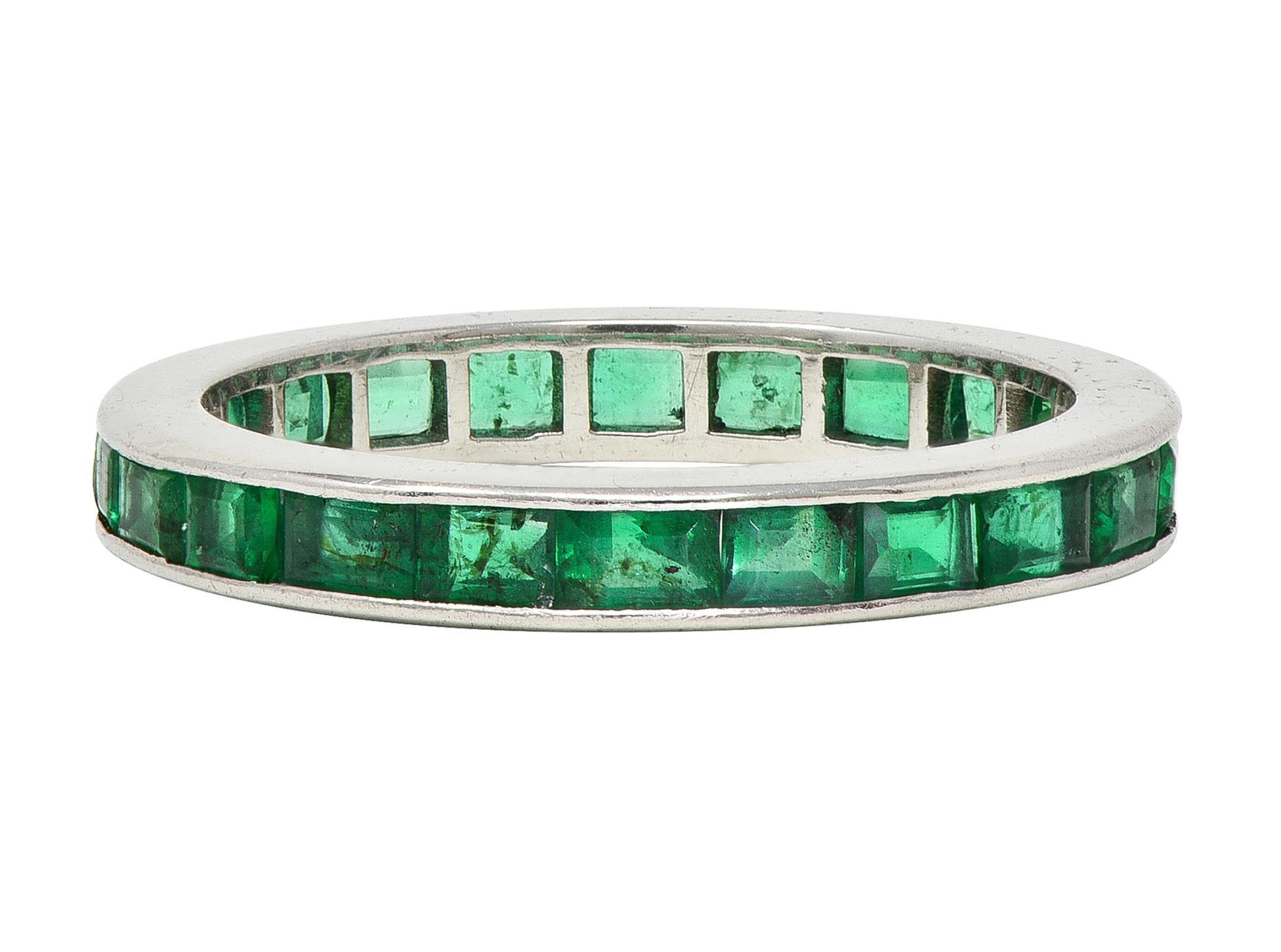 Tiffany & Co. 1950 1.89 CTW Emerald Platinum Vintage Channel Eternity Band Ring For Sale 1