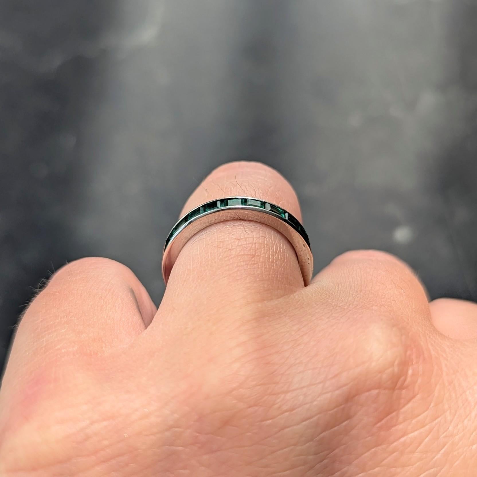 Tiffany & Co. 1950 1.89 CTW Emerald Platinum Vintage Channel Eternity Band Ring For Sale 2
