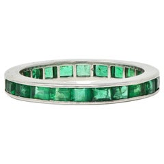 Tiffany & Co. 1950 1.89 CTW Emerald Platinum Vintage Channel Eternity Band Ring