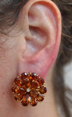 TIFFANY & CO. 1950 Clips-On Earrings In 18Kt Yellow Gold With Madeira Citrines