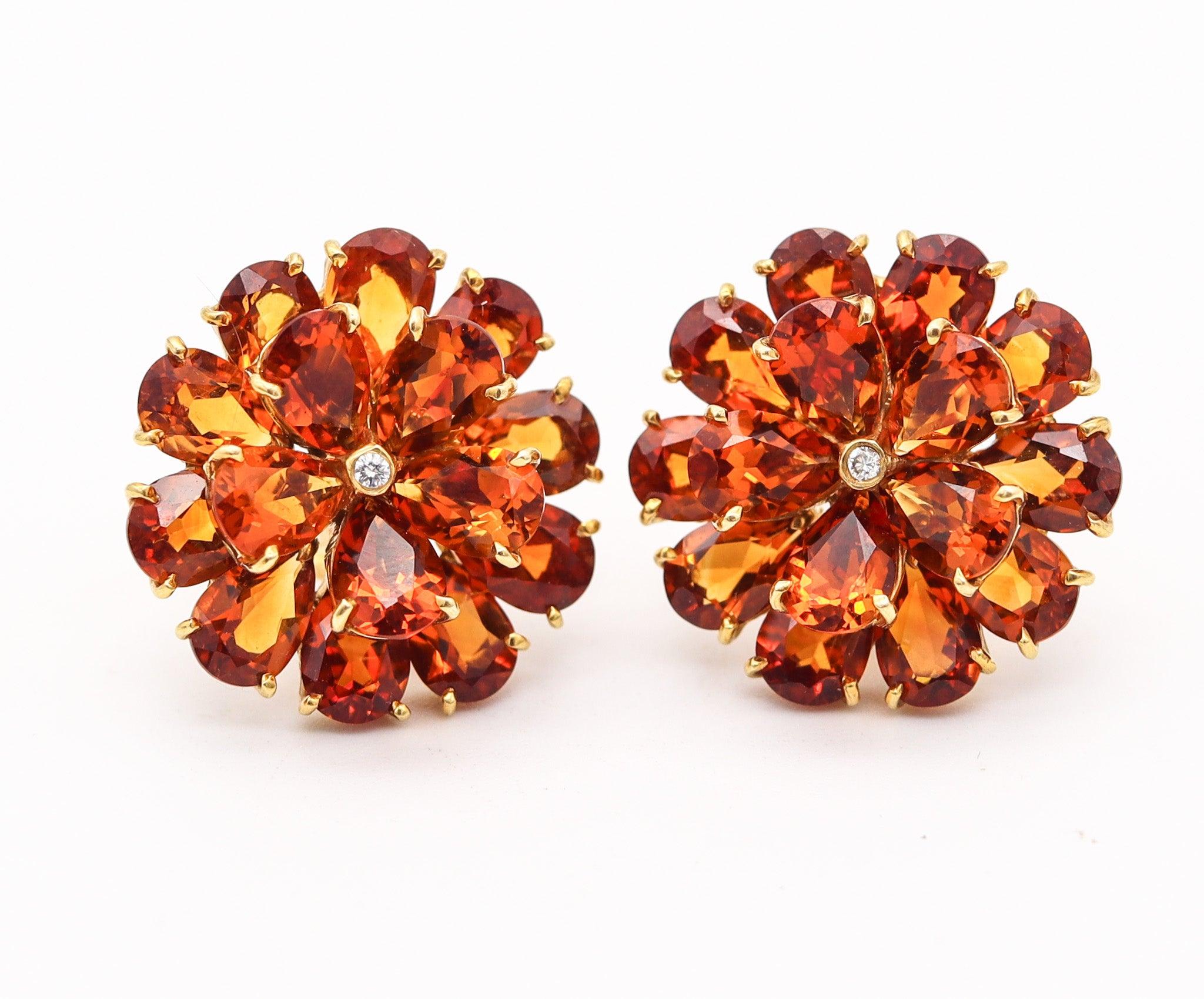 Art Deco TIFFANY & CO. 1950 Clips-On Earrings In 18Kt Yellow Gold With Madeira Citrines For Sale