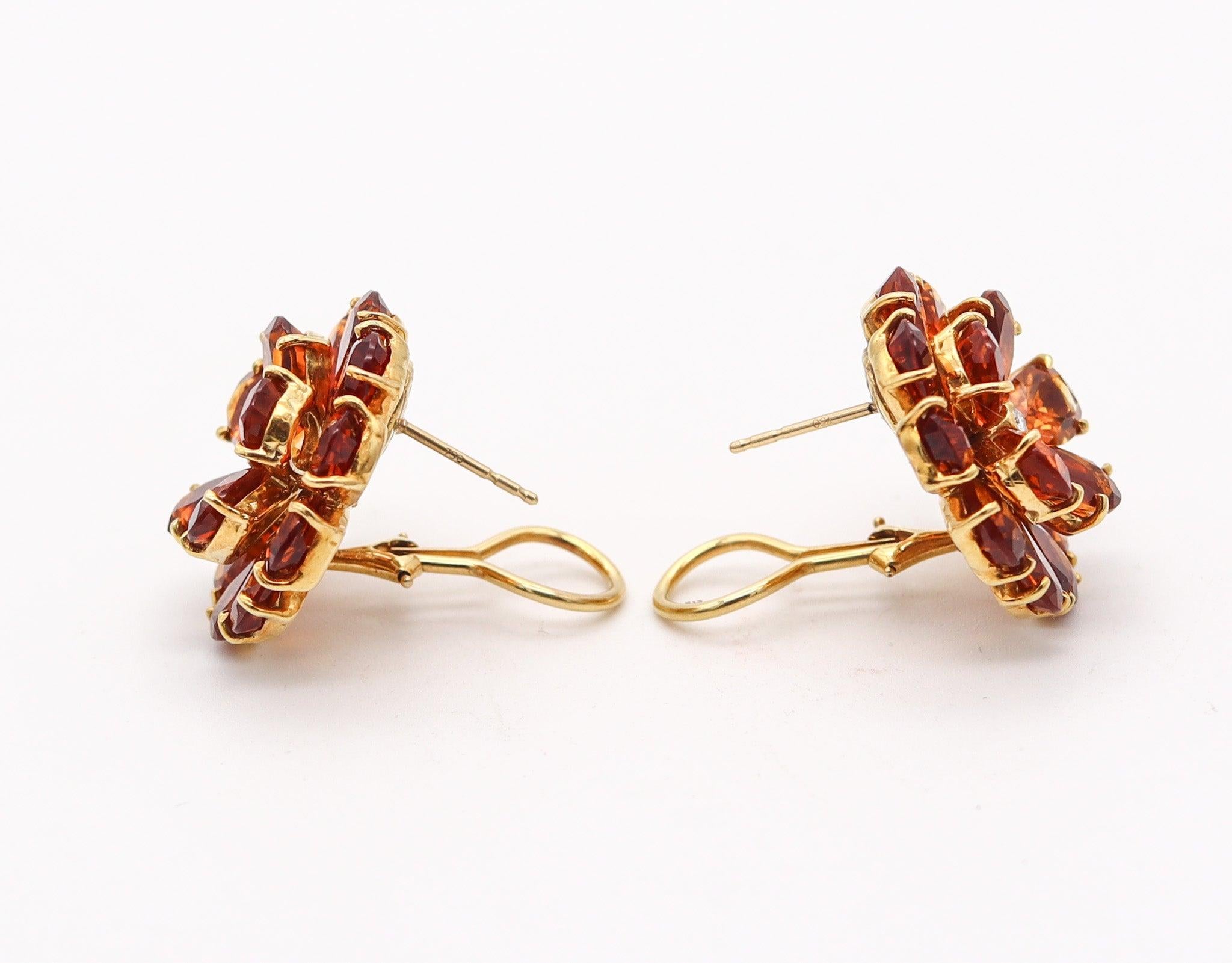 Brilliant Cut TIFFANY & CO. 1950 Clips-On Earrings In 18Kt Yellow Gold With Madeira Citrines For Sale