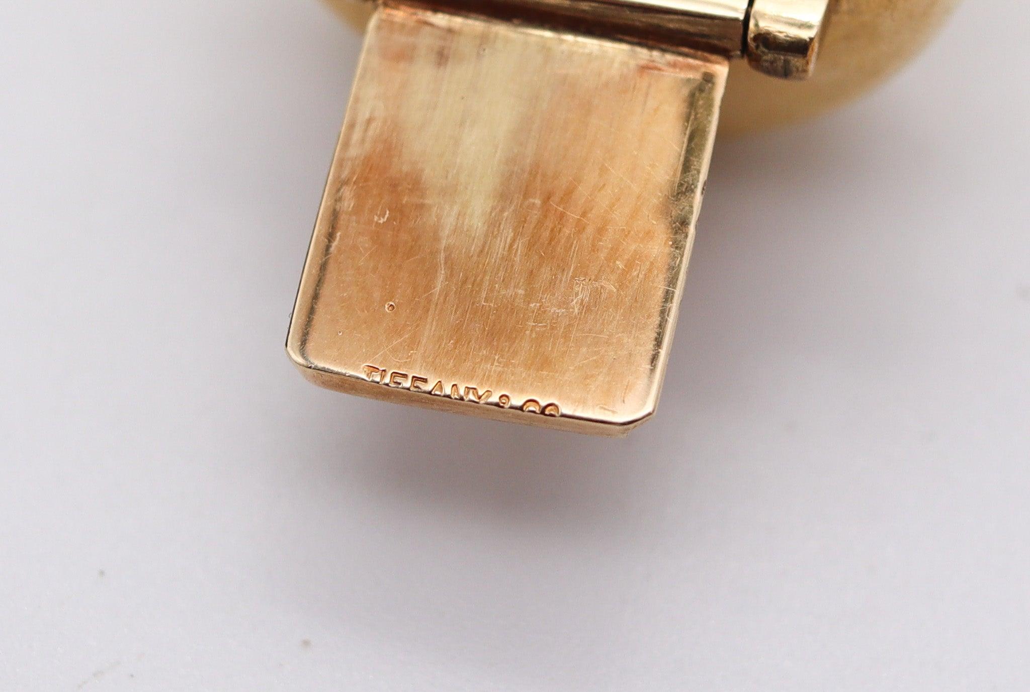 TIFFANY & CO. 1950 Retro Modernist Geometric Bracelet In Solid 14Kt Yellow Gold For Sale 6