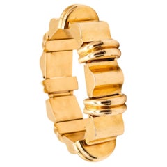 TIFFANY & CO. 1950 Retro Modernist Geometric Bracelet In Solid 14Kt Yellow Gold