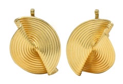 Tiffany & Co. 1950's 18 Karat Yellow Gold Vintage Fanning Spiral Earrings
