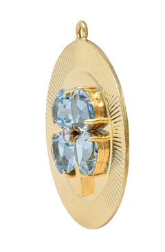 Tiffany & Co. 1950's Aquamarine Diamond 14K Gold Vintage Four Leaf Clover Charm