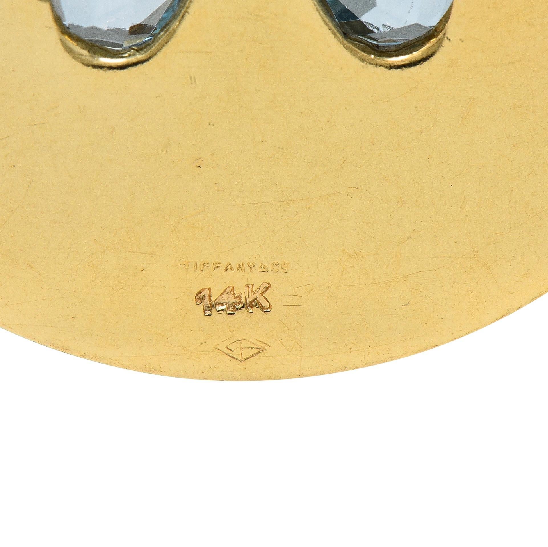 Tiffany & Co. 1950's Aquamarine Diamond 14K Gold Vintage Four Leaf Clover Charm (breloque en forme de trèfle à quatre feuilles) Excellent état - En vente à Philadelphia, PA