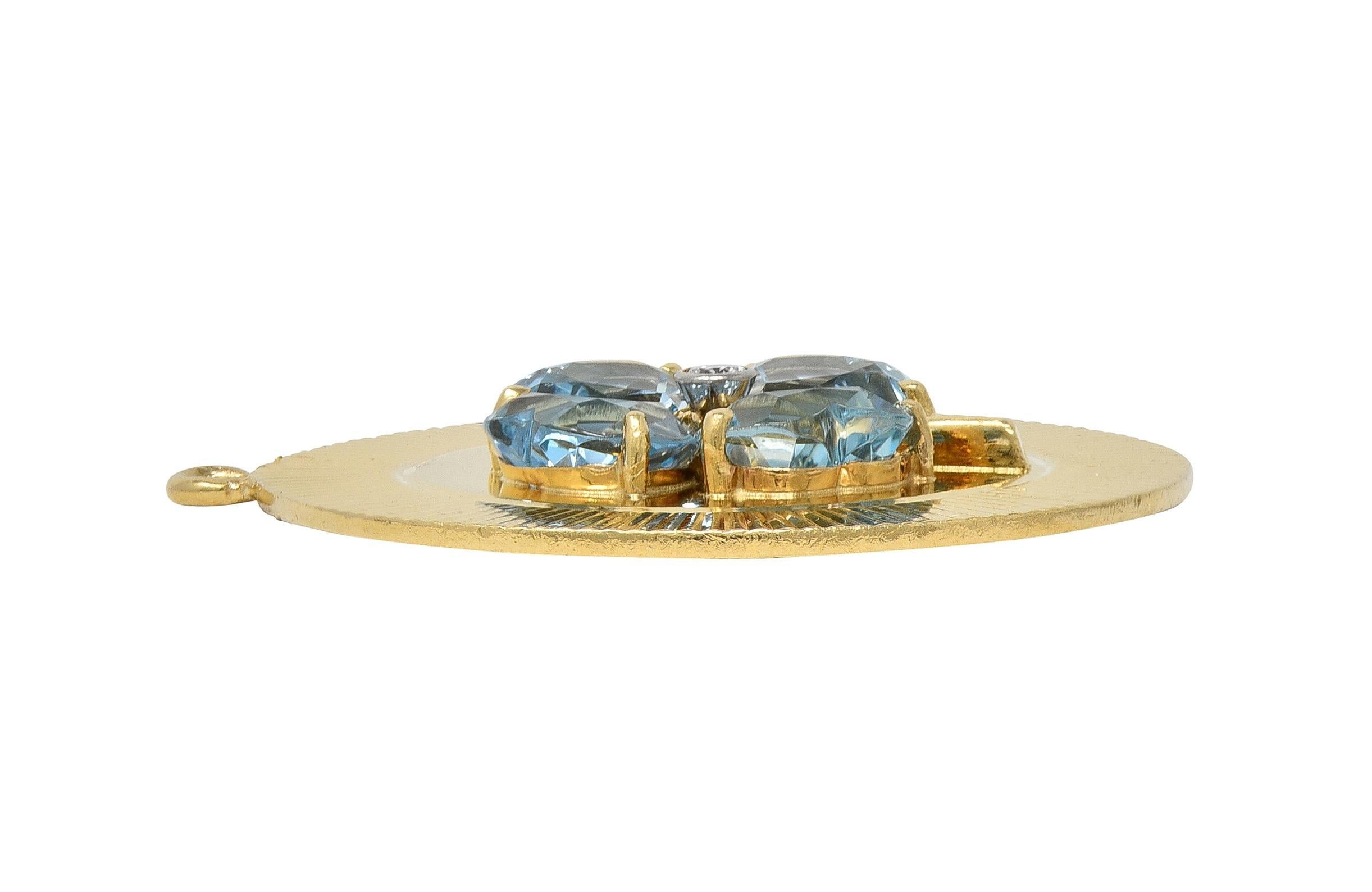 Tiffany & Co. 1950's Aquamarine Diamond 14K Gold Vintage Four Leaf Clover Charm (breloque en forme de trèfle à quatre feuilles) Unisexe en vente