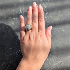 Tiffany & Co. 1950's Diamond Platinum 14K Gold Vintage Chrysanthemum Ring