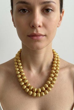 Tiffany & Co. 1950s Double Strand Bead Necklace in 18K Yellow Gold