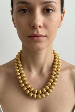 Tiffany & Co. 1950s Double Strand Bead Necklace in 18K Yellow Gold