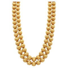 Tiffany & Co. 1950s Double Strand Bead Necklace in 18K Yellow Gold