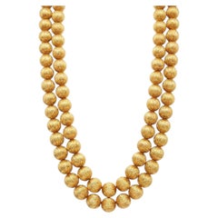 Tiffany & Co. 1950s Double Strand Bead Necklace in 18K Yellow Gold