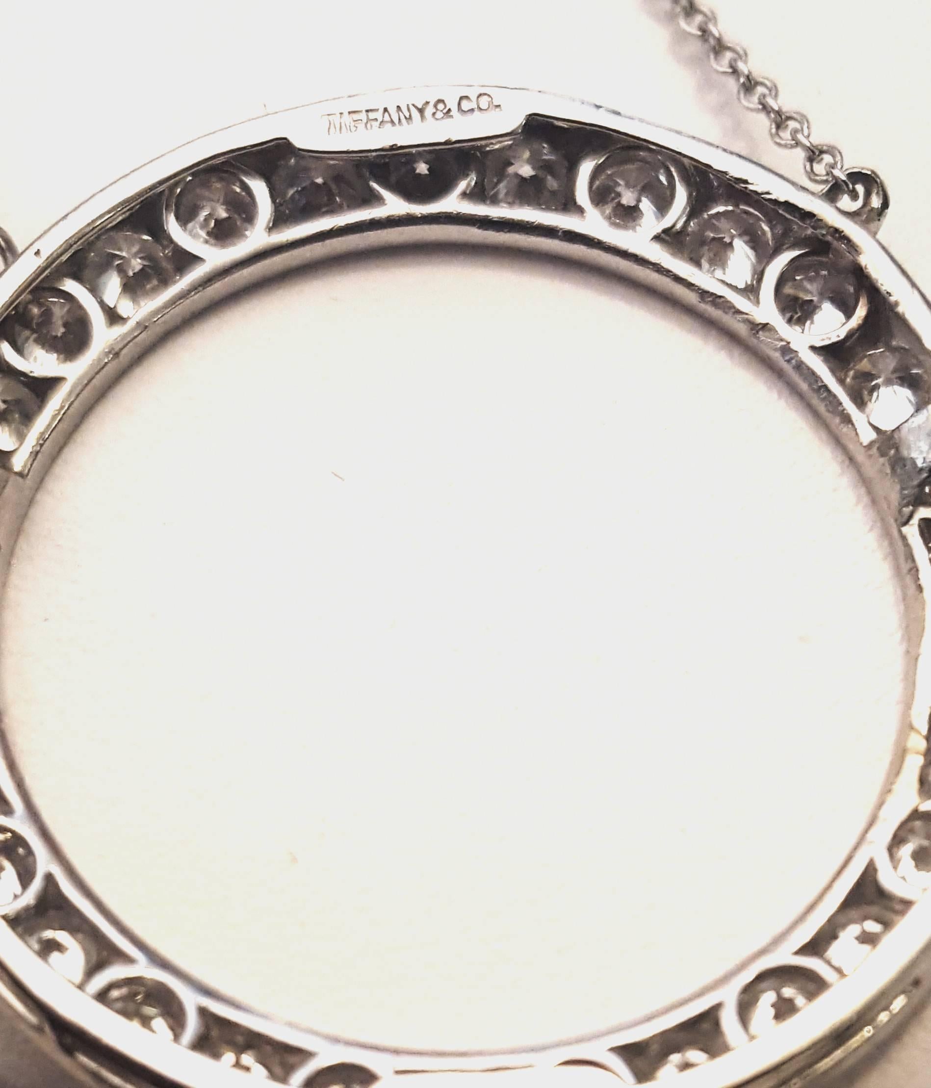 Tiffany & Co. 1950s Platinum Diamond Eternity Circle Necklace For Sale 3