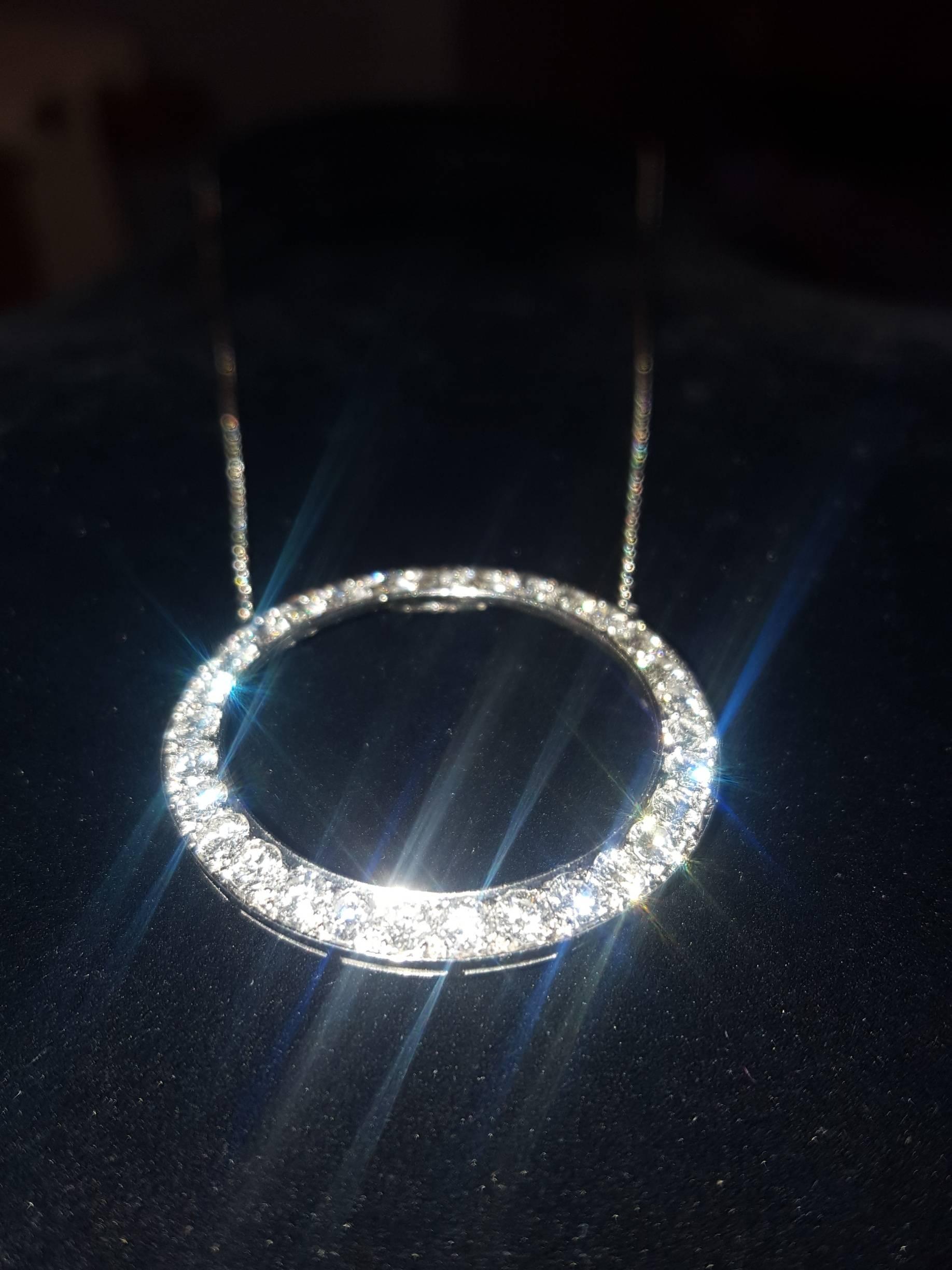 Contemporary Tiffany & Co. 1950s Platinum Diamond Eternity Circle Necklace For Sale