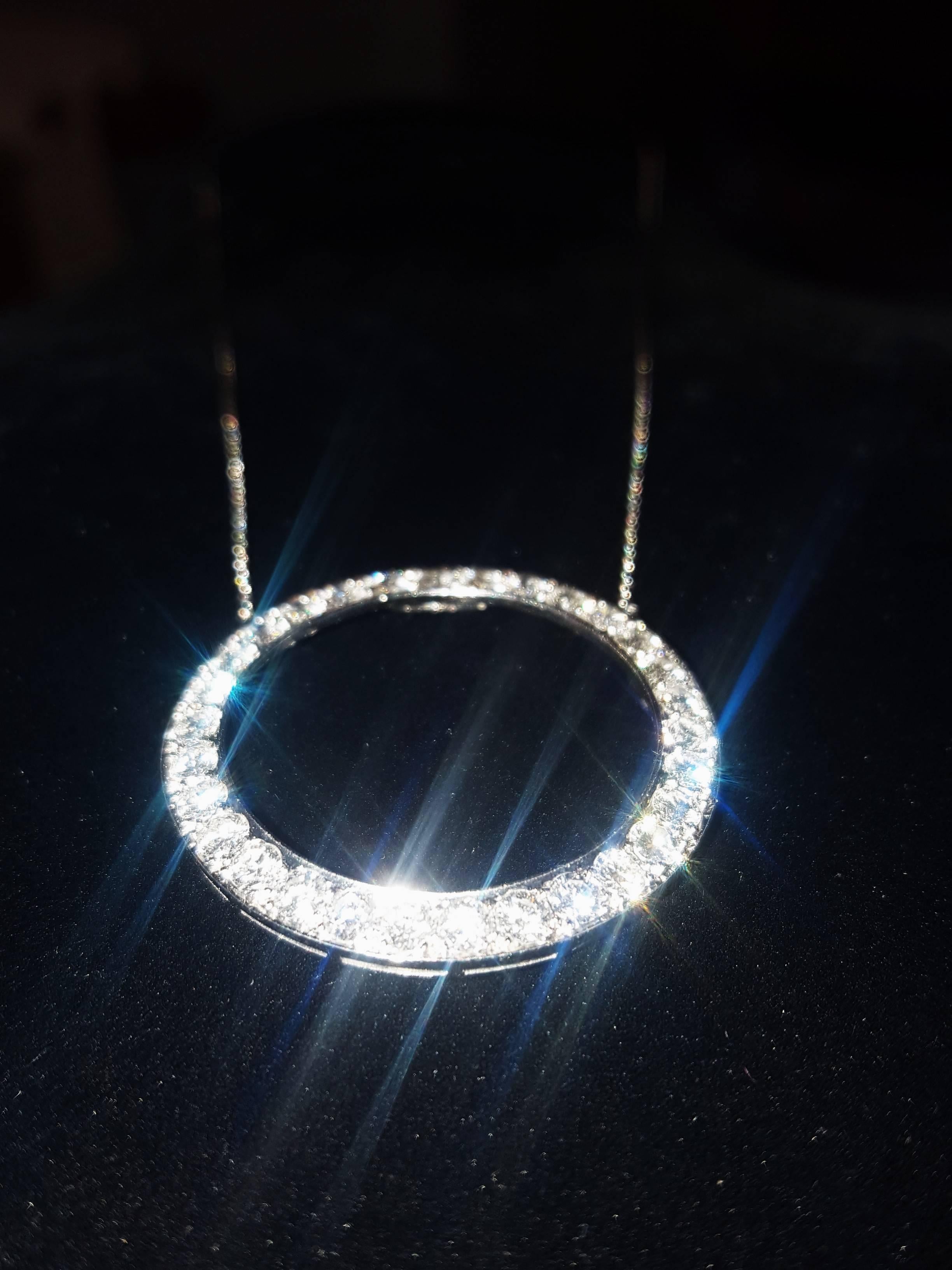 Tiffany & Co. 1950s Platinum Diamond Eternity Circle Necklace In Excellent Condition For Sale In Palm Beach, FL
