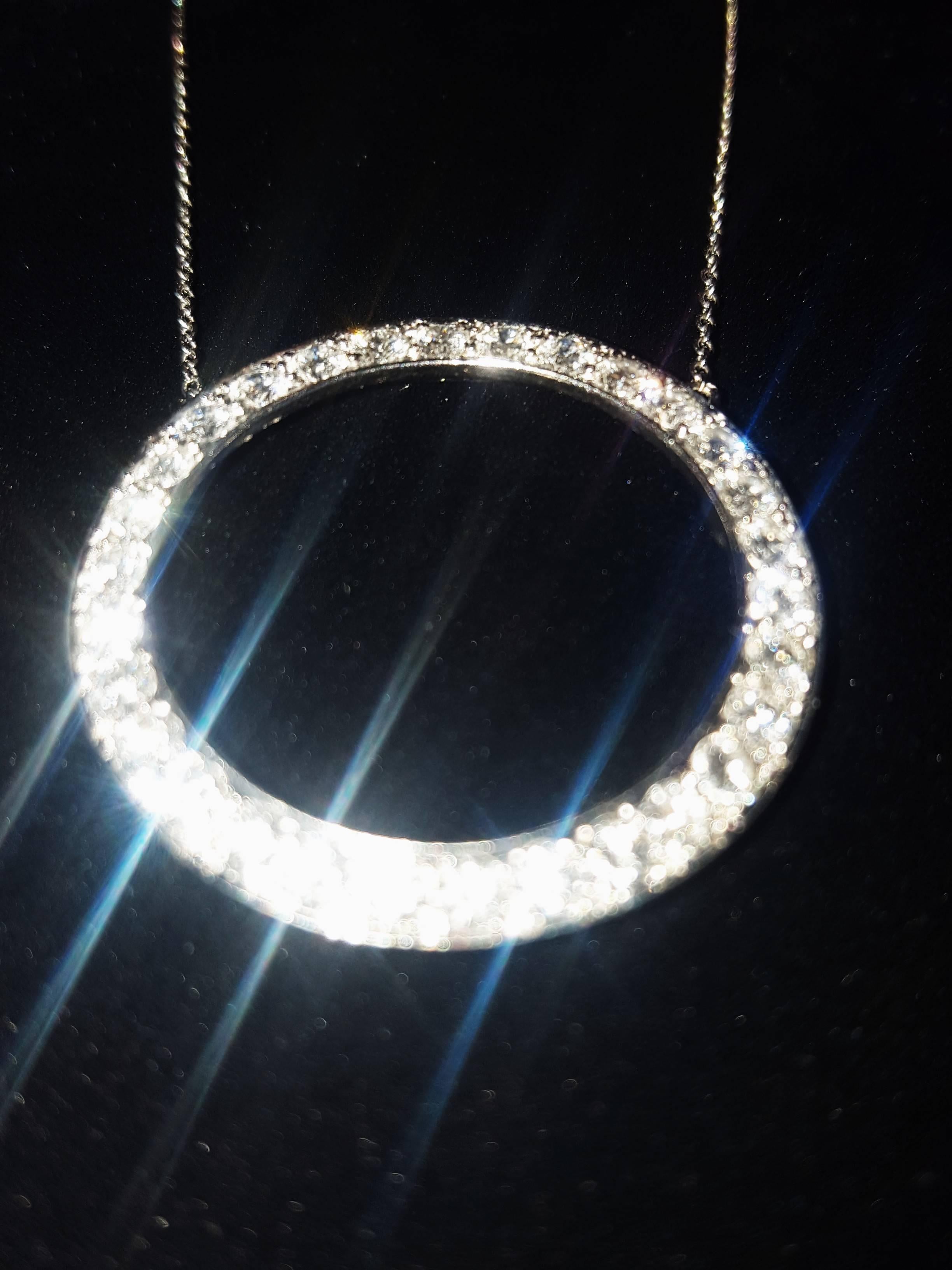 Women's Tiffany & Co. 1950s Platinum Diamond Eternity Circle Necklace For Sale