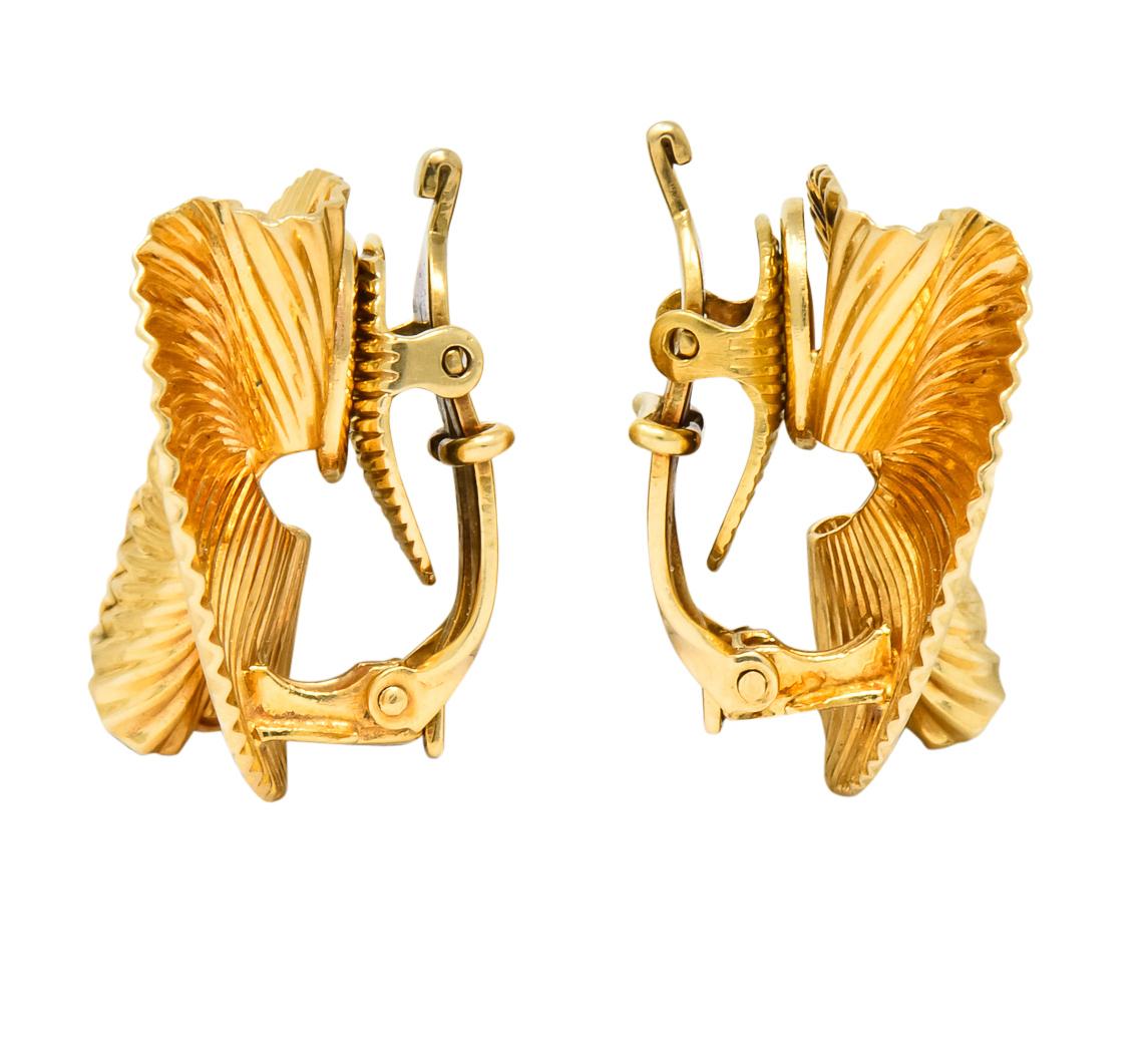 Tiffany & Co. 1950s Retro 14 Karat Gold Foliate Ear-Clip Earrings 1