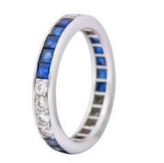 Tiffany & Co. 1950s Retro 1.42 Carat Diamond Sapphire Platinum Eternity Band