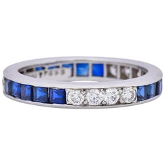 Tiffany & Co. 1950s Vintage 1.42 Carat Diamond Sapphire Platinum Eternity Band