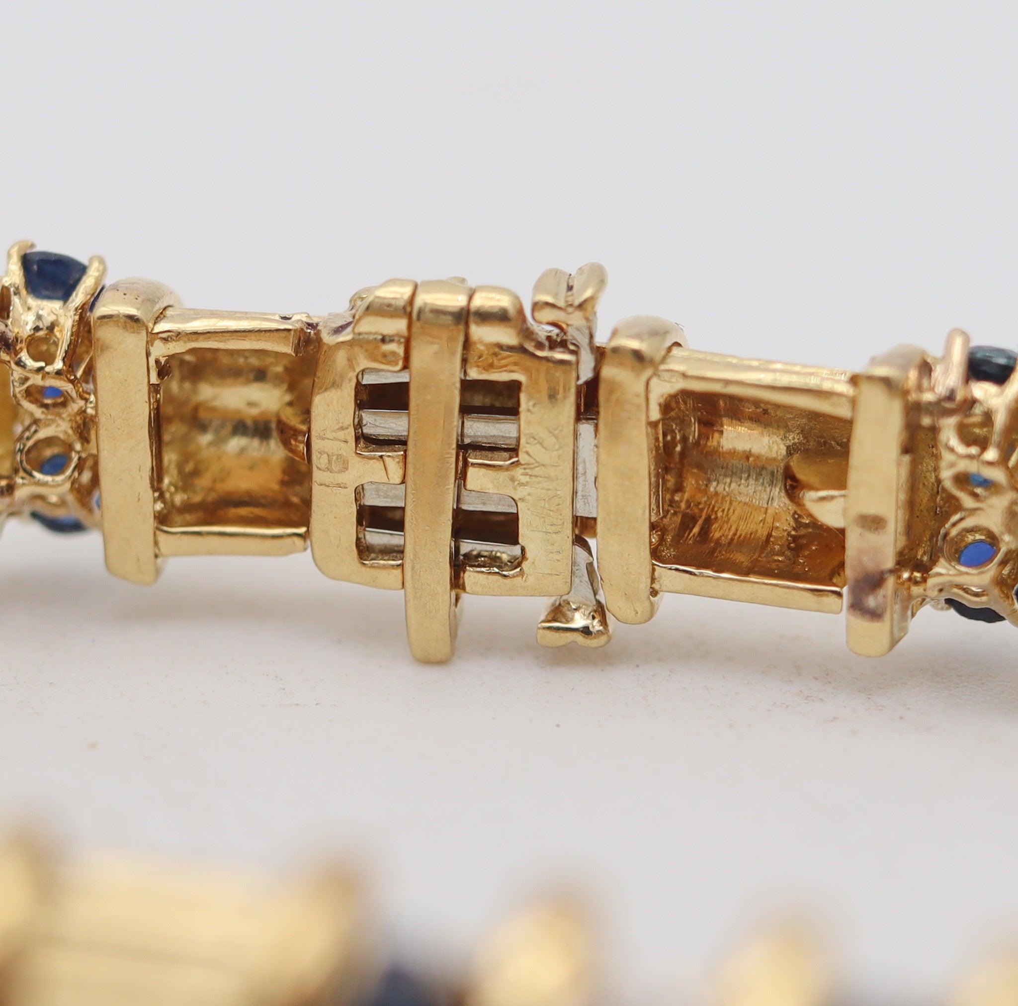 Brilliant Cut TIFFANY & CO. 1960 Bracelet 18Kt Yellow Gold And 5.76 Ctw Diamonds & Sapphires