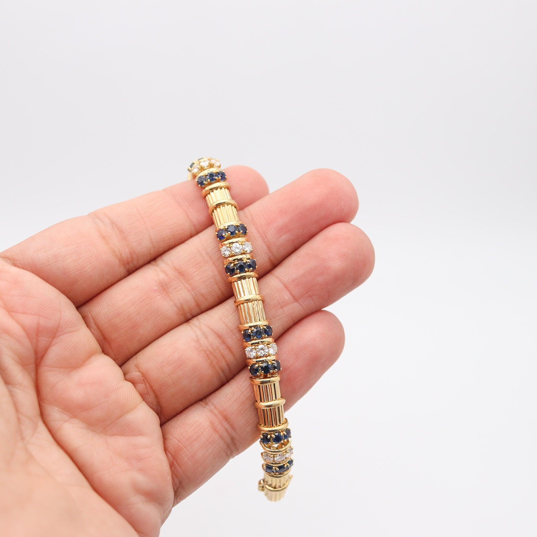 TIFFANY & CO. 1960 Bracelet 18Kt Yellow Gold And 5.76 Ctw Diamonds & Sapphires 2