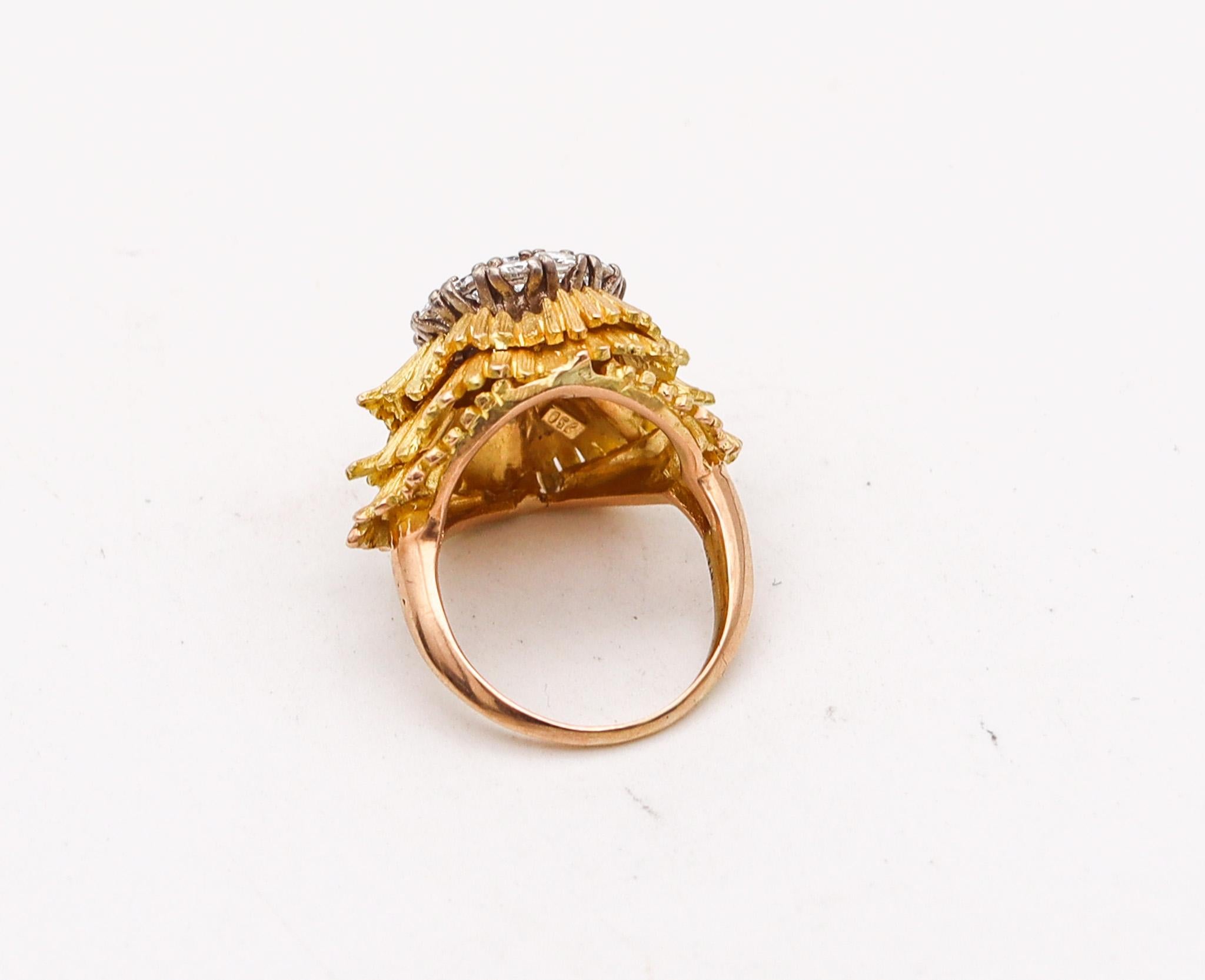 Brilliant Cut Tiffany & Co. 1960 Cluster Cocktail Ring In 18Kt Gold With 1.74 Ctw In Diamonds For Sale