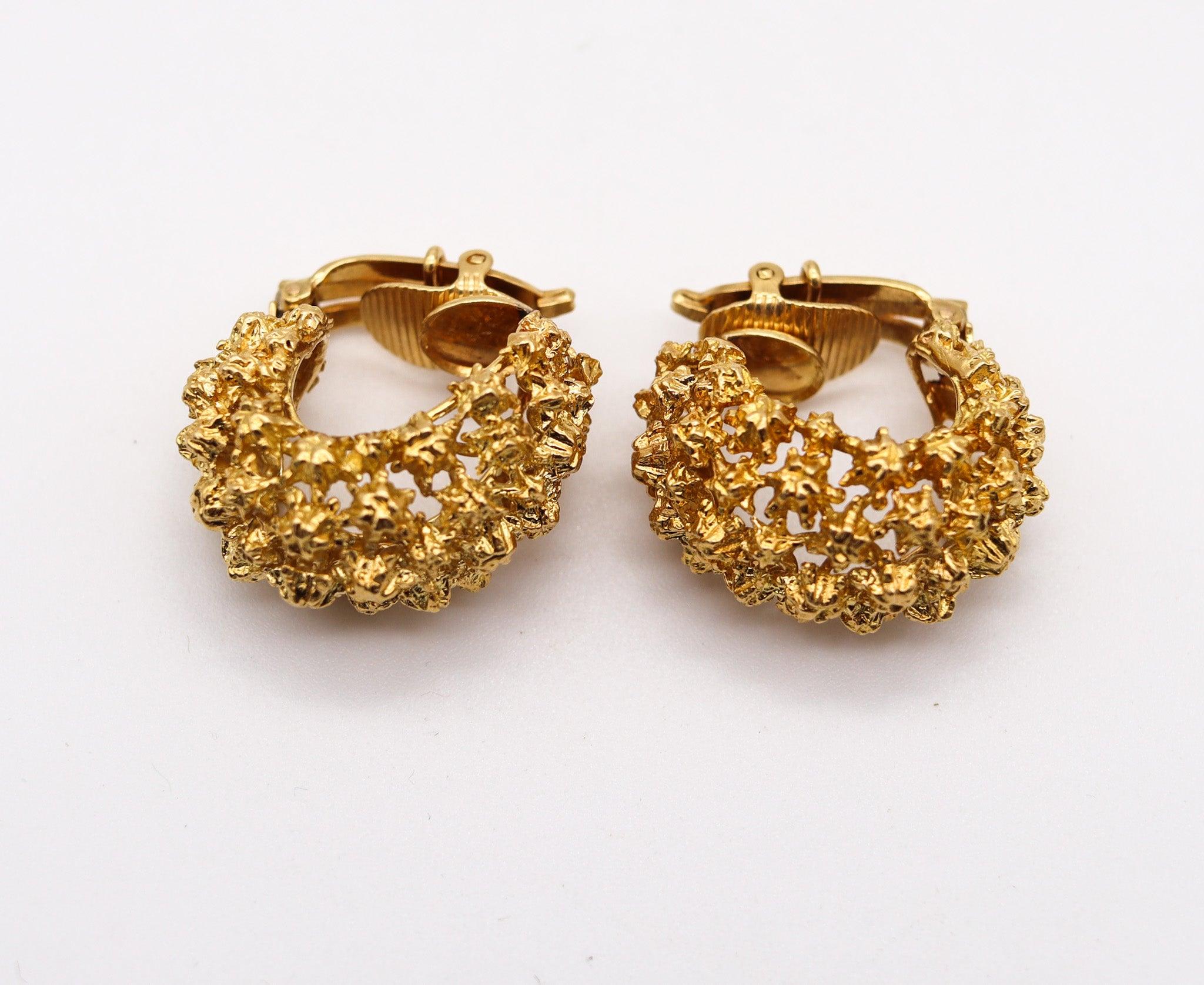Modernista TIFFANY & CO. 1960 George Schuler Orecchini a cerchio in oro giallo massiccio 18Kt in vendita