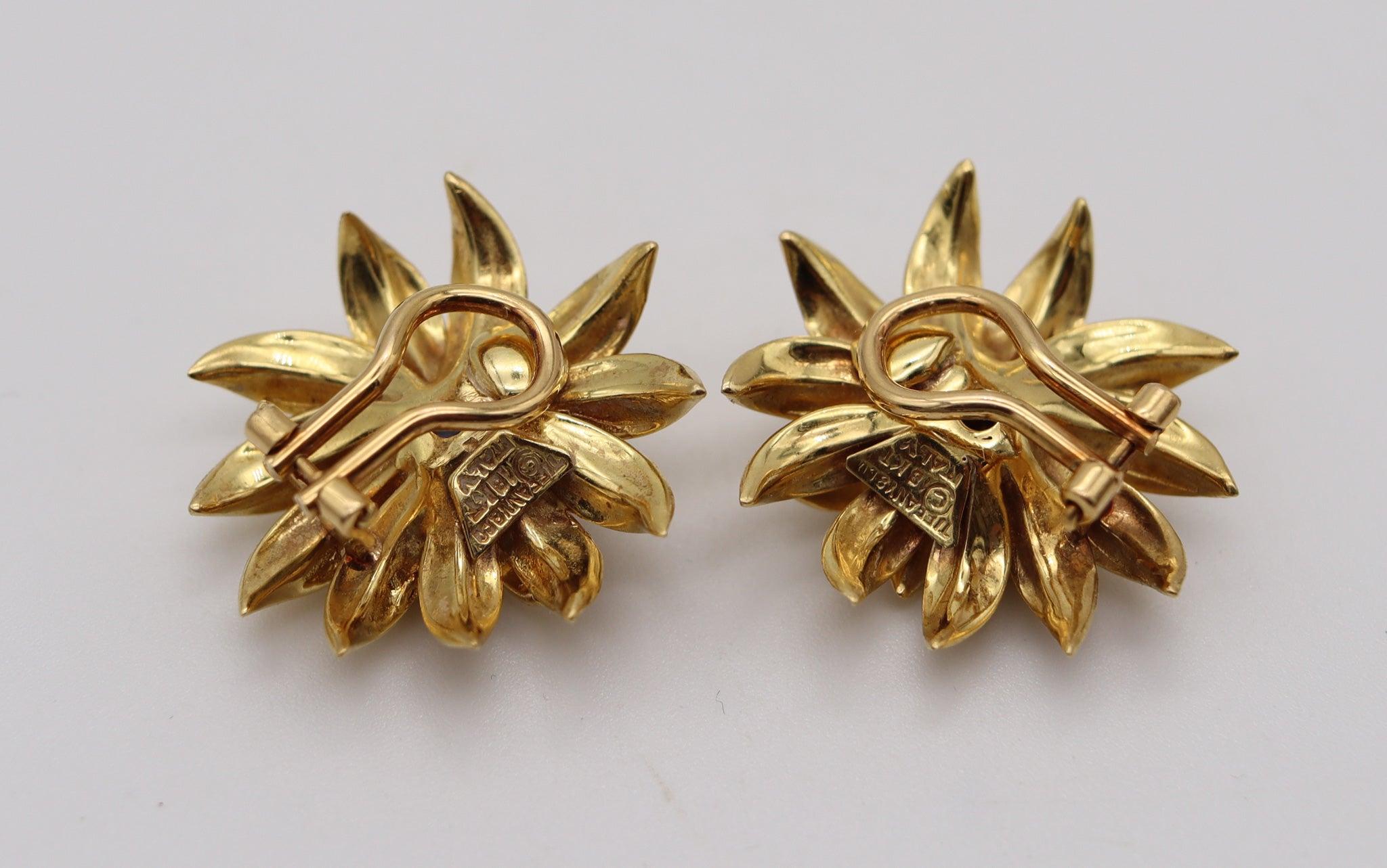 TIFFANY & CO. Pendientes Hojas 1960 De Oro Amarillo De 18 Kt Con Zafiros Y Diamantes Corte redondo en venta