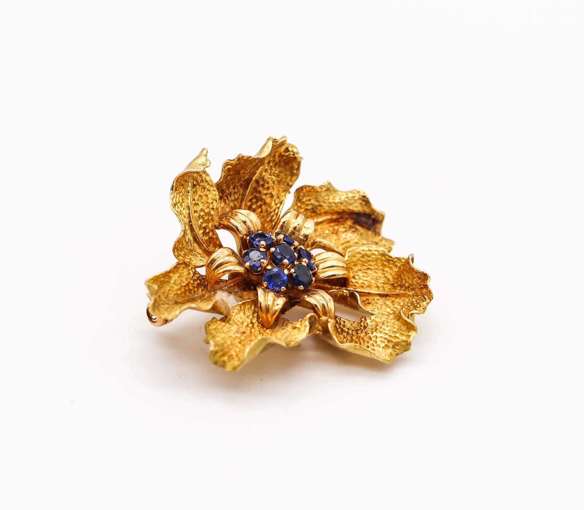 Women's Tiffany & Co. 1960 Organic Brooch In 18Kt Yellow Gold With 1.26 Ctw In Sapphires
