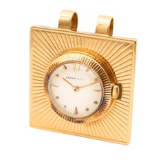 TIFFANY & CO. 1960 Retro Modernist Squared Pendant-Watch In 14Kt Yellow Gold