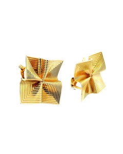 Tiffany & Co 1960 Retro Swirl Squared Clips Earrings In 18Kt Yellow Gold