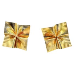 Tiffany & Co 1960 Retro Wirbel quadratische Clips Ohrringe in 18Kt Gelbgold