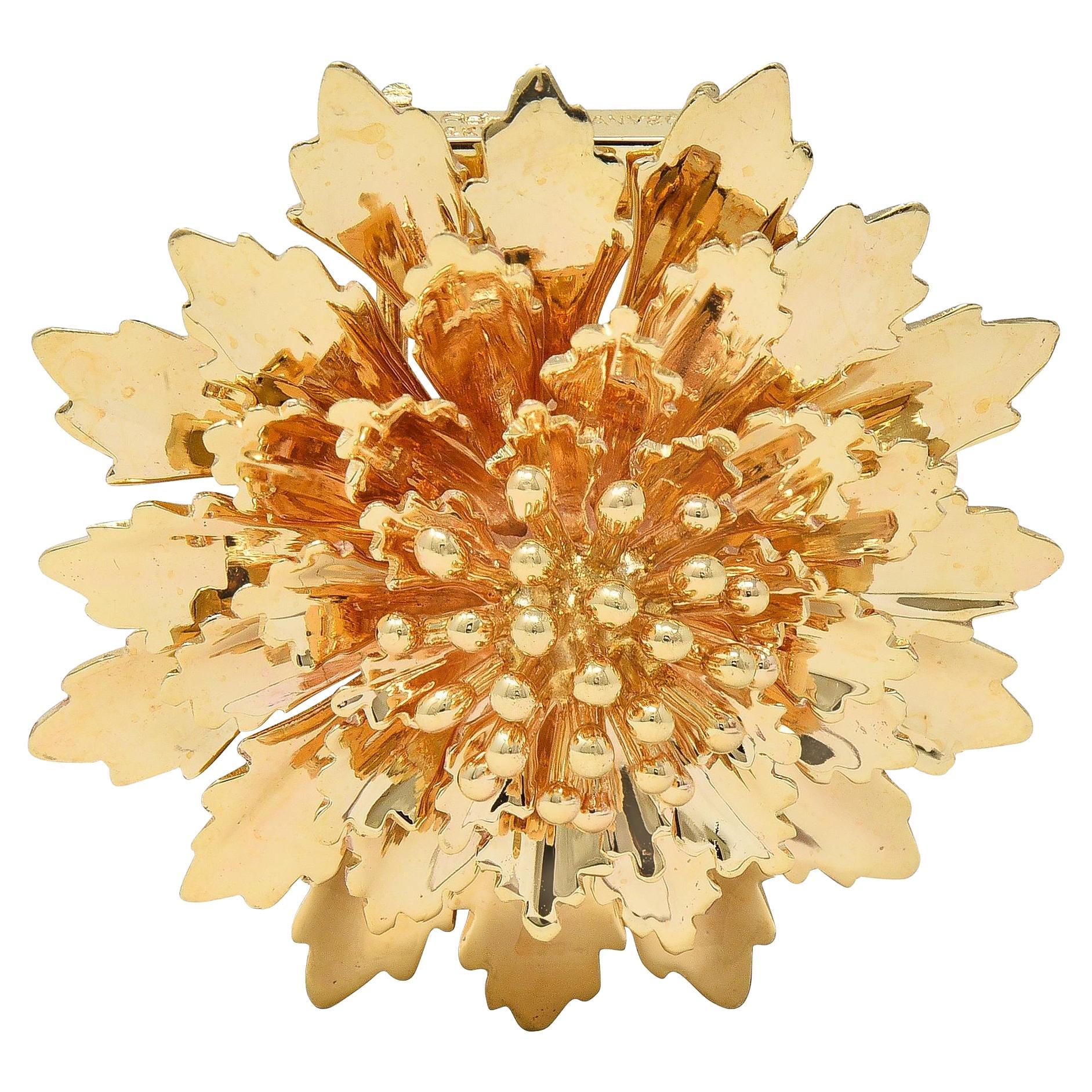 Tiffany
Co. 1960
s 14 Karat Yellow Gold Vintage Chrysanthemum Flower Brooch