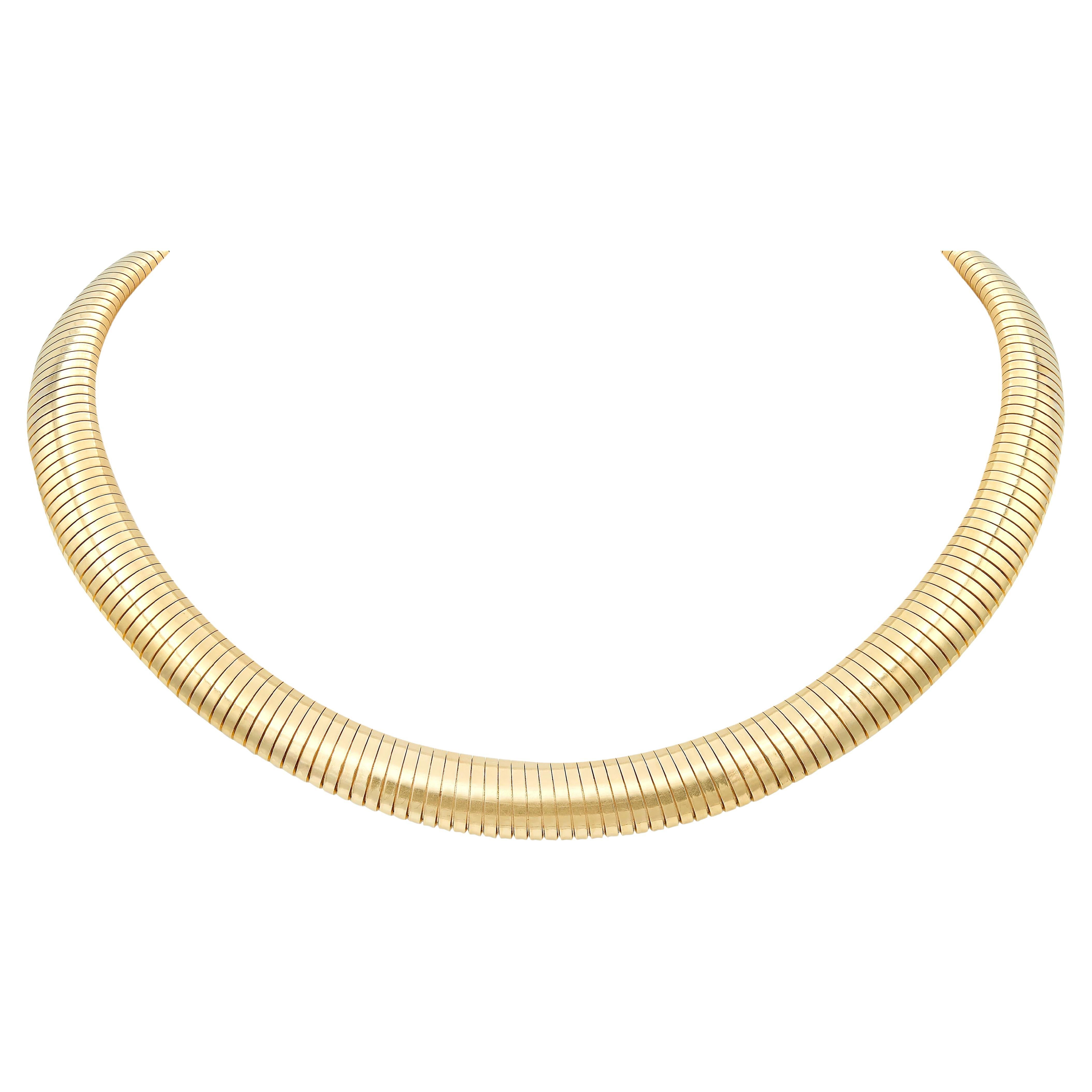 Tiffany 
Co. 1960
s 14 Karat Yellow Gold Vintage Tubogas Collar Necklace