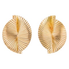 Tiffany & Co. 1960s 18 Karat Fluted Fan Motif Earrings