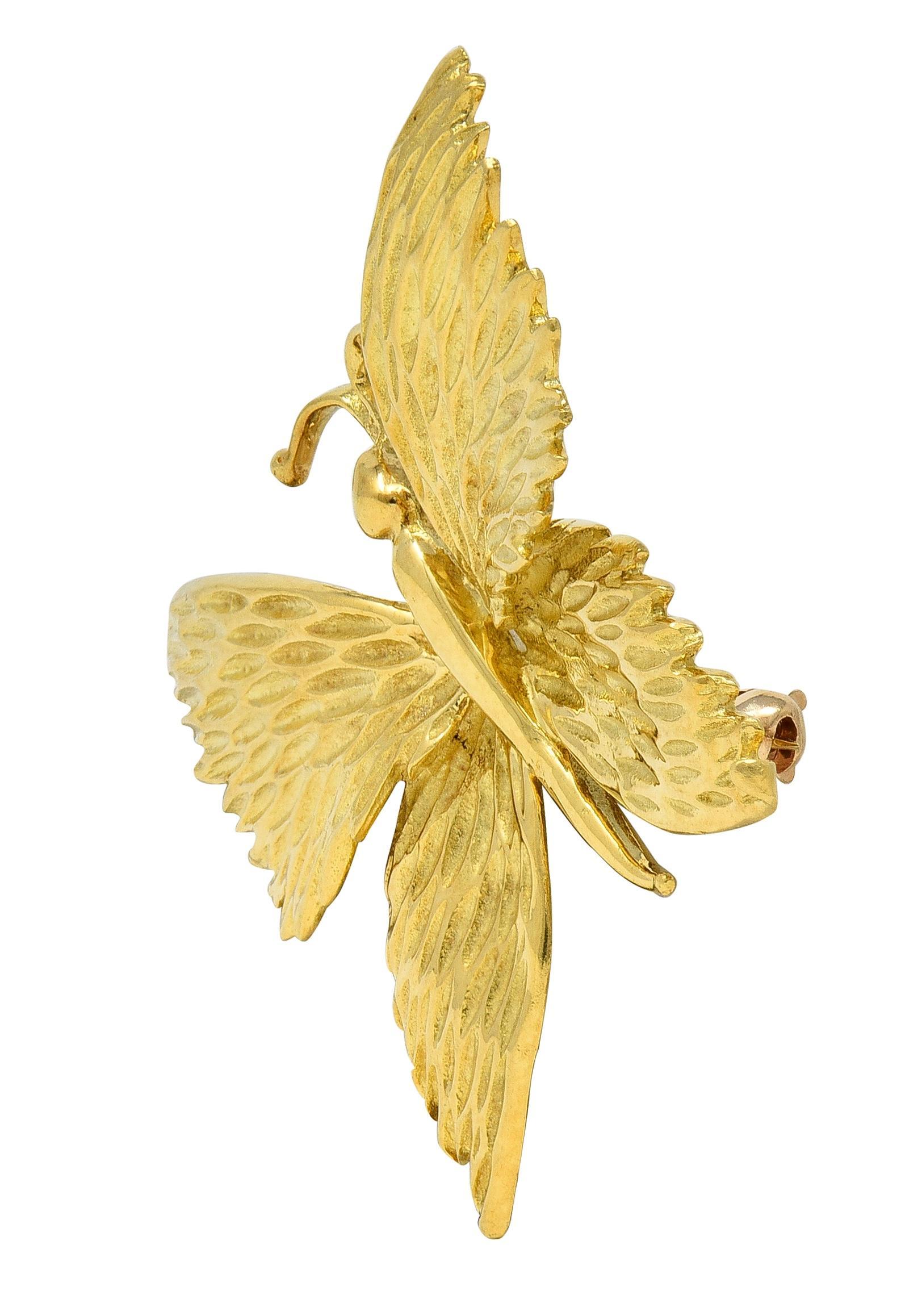 Modern Tiffany & Co. 1960's 18 Karat Yellow Gold Vintage Butterfly Brooch For Sale