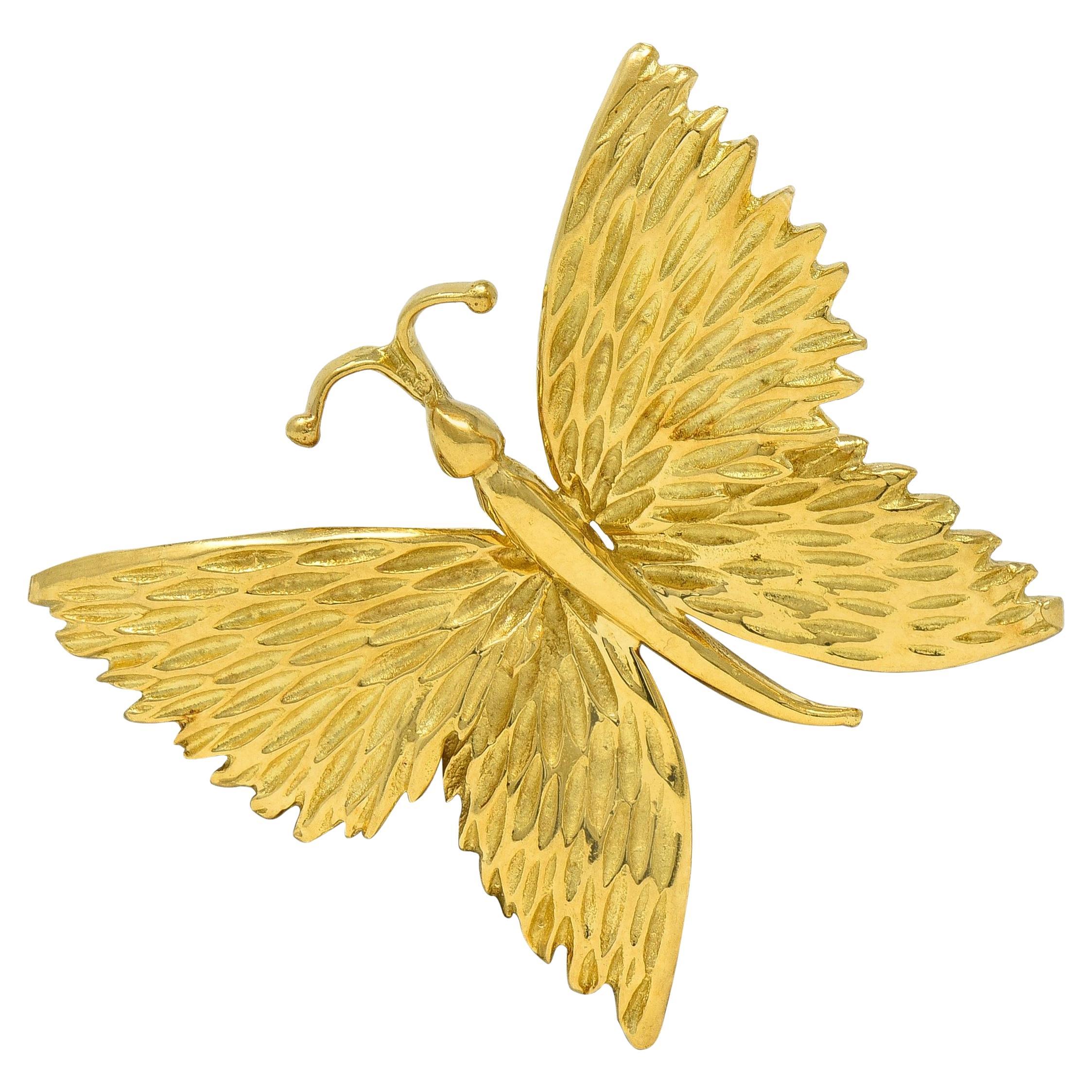 Tiffany & Co. 1960's 18 Karat Yellow Gold Vintage Butterfly Brooch For Sale