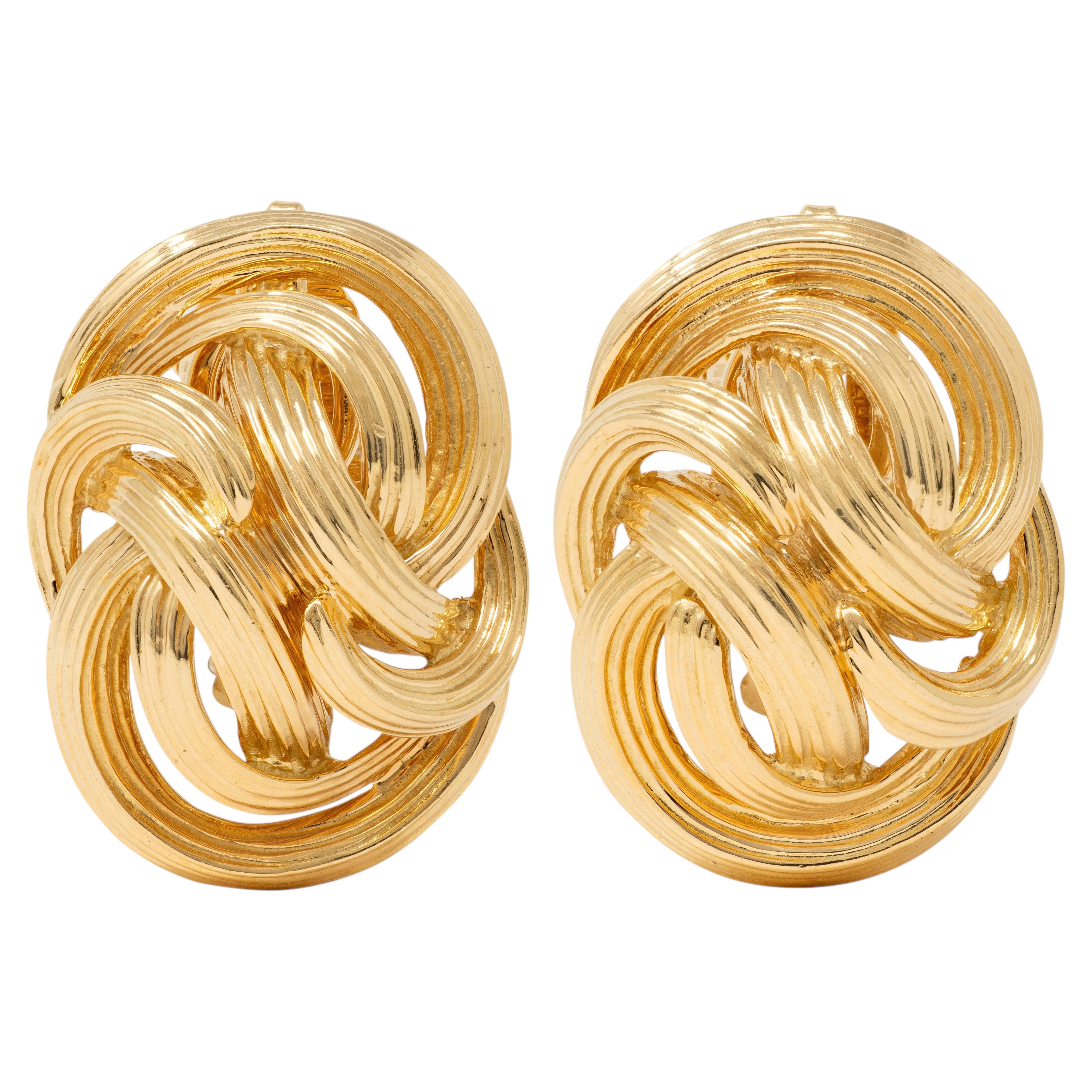 Tiffany & Co. 1960's 18 Karat Yellow Gold Vintage Knot Ear-Clip Earrings