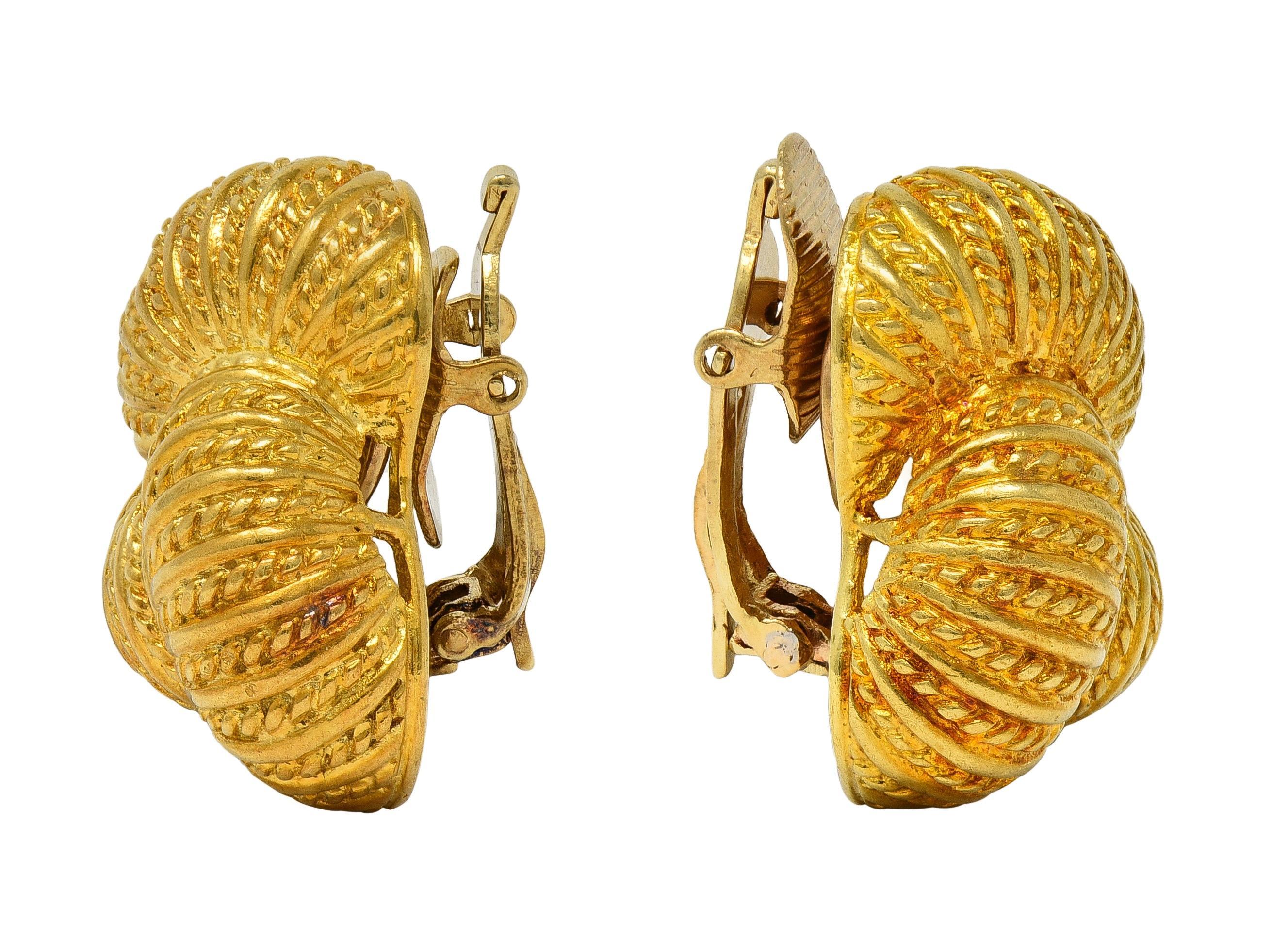 Tiffany & Co. 1960er Jahre 18 Karat Gelbgold Vintage Rope Knot Ohr-Clip-Ohrringe (Moderne) im Angebot