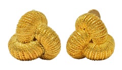 Tiffany & Co. 1960's Or jaune 18 carats Nœud de corde Vintage Boucles d'oreilles clip