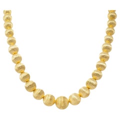 Tiffany & Co. 1960's 18 Karat Yellow Gold Vintage Textured Sphere Bead Necklace
